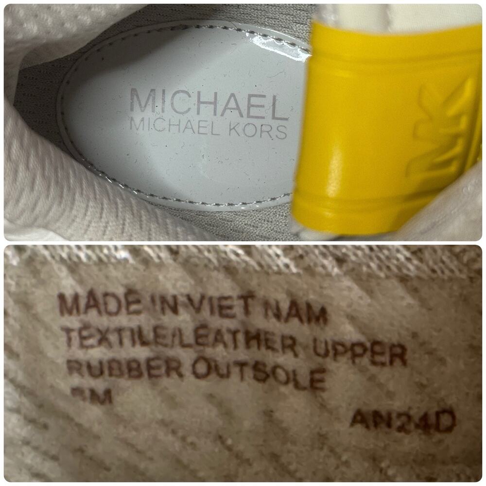 MICHAEL KORS Nova Colorblock Leather Trainer Sneaker Shoes Yellow White 6M - Picture 10 of 10